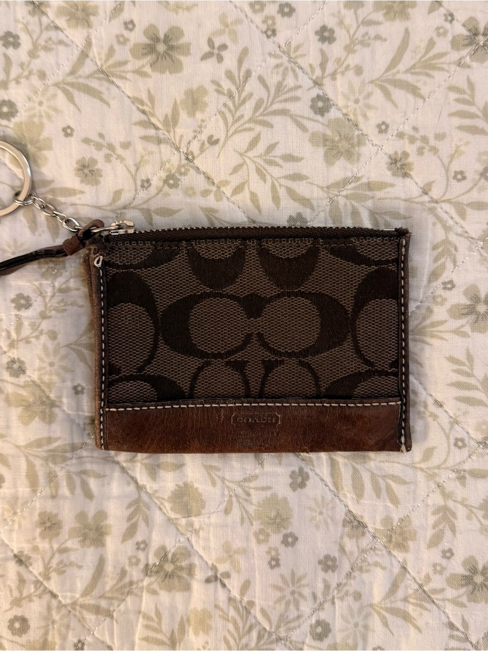 Vintage Coach Signature Hampton brown mini card wallet